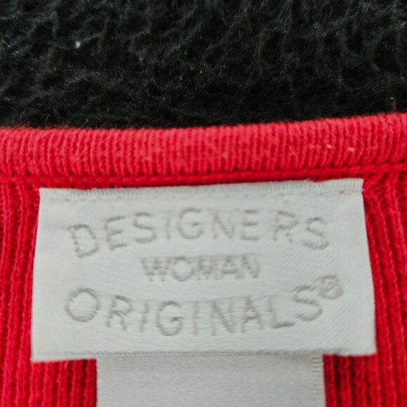 Designers Original Womens Sweater Red Size 1X 100% Cotton Button Down Long - Picture 6 of 16